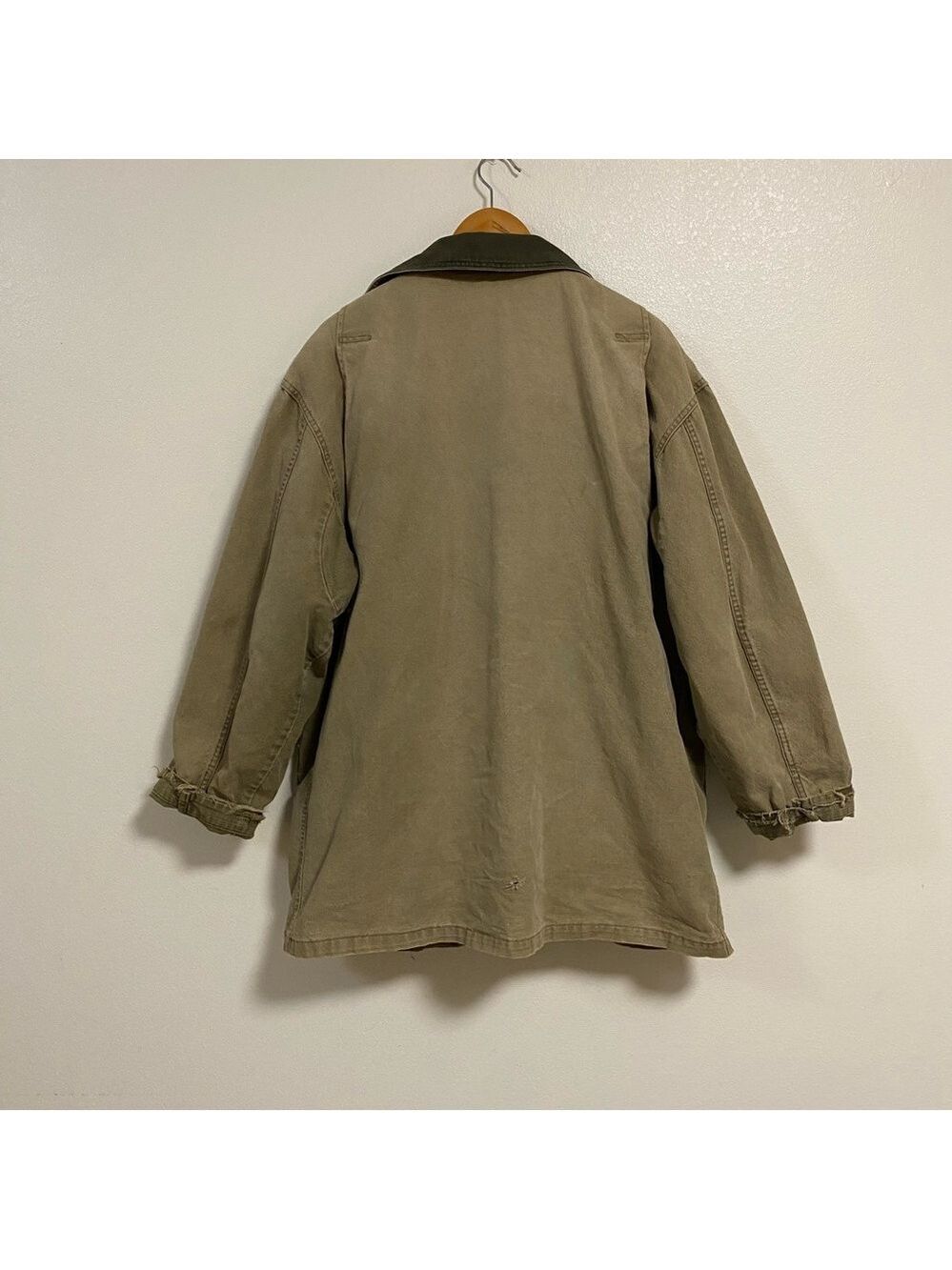 L.L. Bean Jacket Men's XL Tall Distressed Olive Green Barn Chore Coat lined - Picture 7 of 15